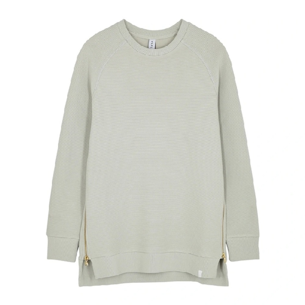 Varley Women's Manning Mint Ribbed Jersey Sweatshirt Side Zip Athleisure- XS